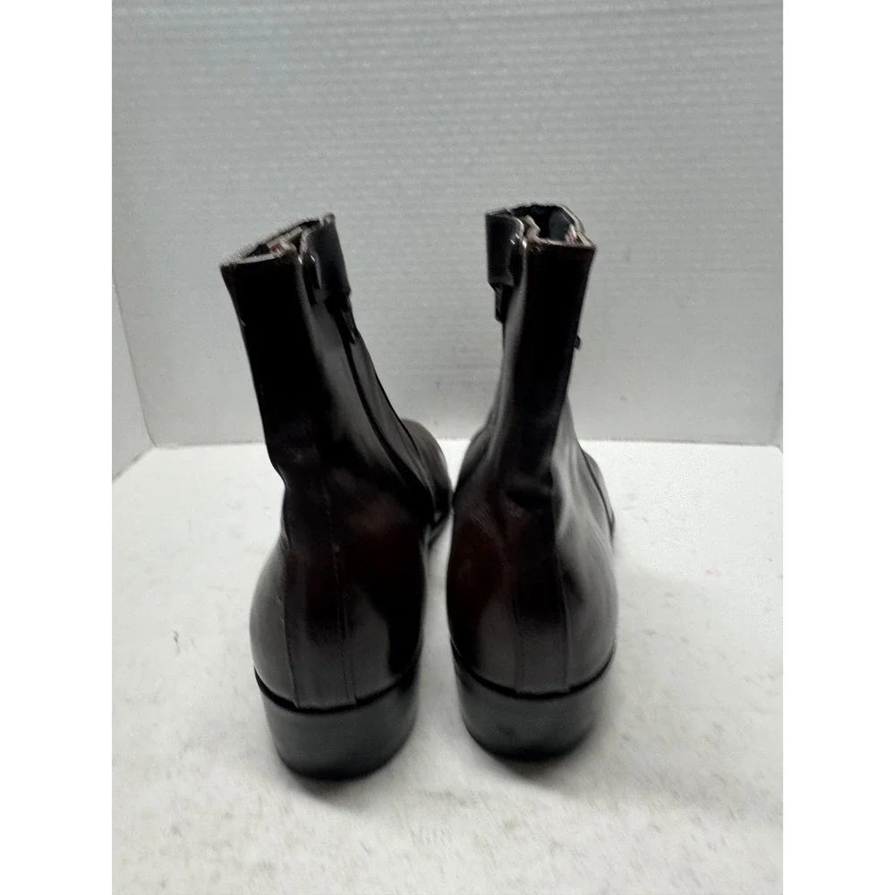 West Field Brown Leather Handmade Ankle Boots Mens 8 AK18 Side Zip USA Made